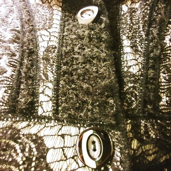 Unique Multitextured Long Black Cardigan - Picture 8 of 10